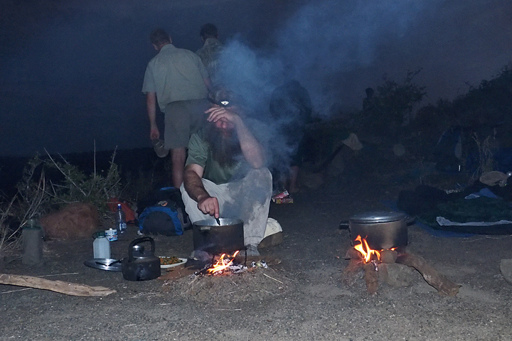 Matt slaving over dinner