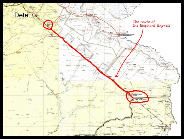 The route of the Elephant Express