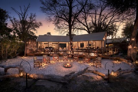 Khwai tented camp, main area at night