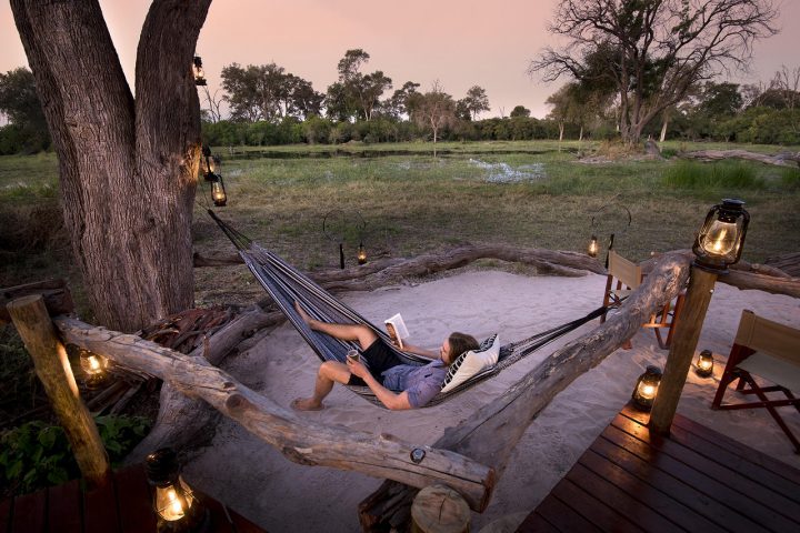 relaxing at Khwai tented camp