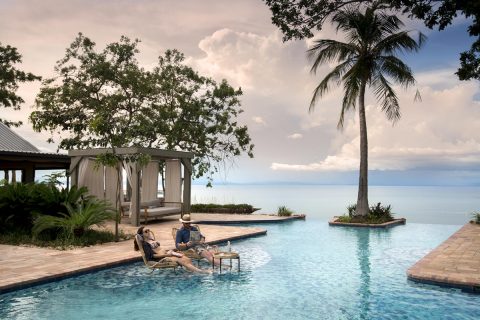 the infinity pool at Bumi Hills safari lodge