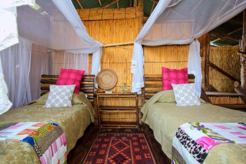 Delta Camp, twin bedded guest chalet