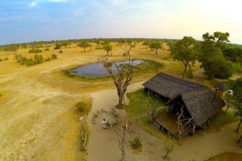 aerial view of Bomani tented Lodge, Hwange NP, Zimbabwe