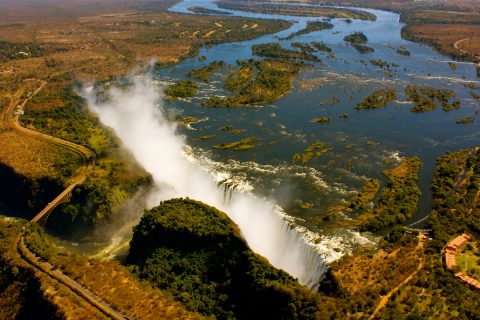 aerial view of Victoria Falls, Zimbabwe