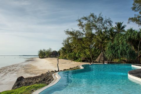 Pongwe Beach Hotel, Looking over the swimming pool to the beach