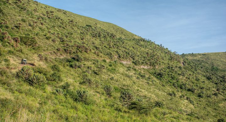 driving down into ngorongoro crater