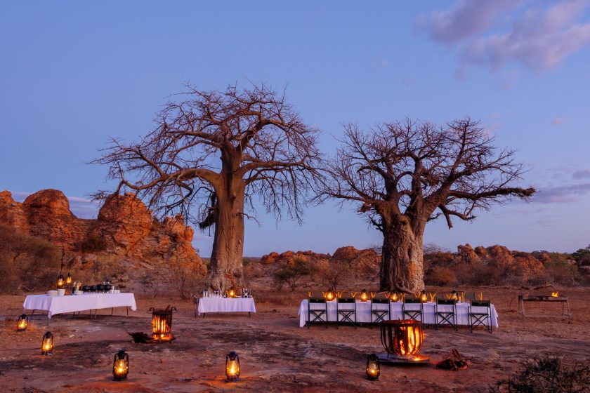 Dining under the baobabs at Tuli