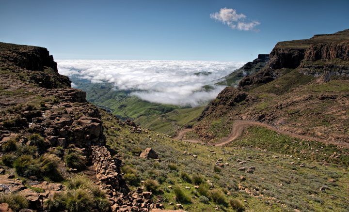 Looking back down the Sani Pass